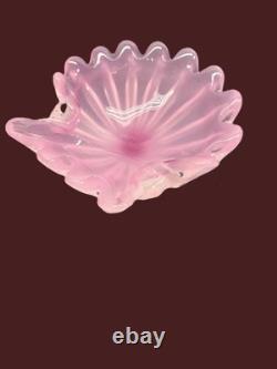Murano Opaline Pink Art Glass Shell Bowl