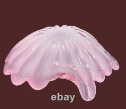 Murano Opaline Pink Art Glass Shell Bowl