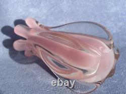Murano Pink Alabastro Oball Art Glass by Luigi Onesto Super Quality Ribbed Vase