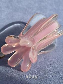Murano Pink Alabastro Oball Art Glass by Luigi Onesto Super Quality Ribbed Vase
