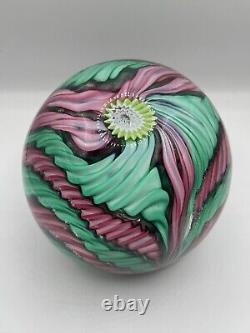 Murano Pink And Green Art Glass Crown Paperweight