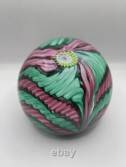 Murano Pink And Green Art Glass Crown Paperweight