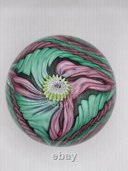 Murano Pink And Green Art Glass Crown Paperweight