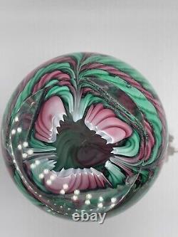 Murano Pink And Green Art Glass Crown Paperweight