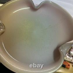 Murano Pink Art Glass Gold Hue Iridescent Shimmer Uniquely Shaped Bowl Dish