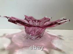 Murano Pink Art Glass Large Centerpiece Bowl, 16 Widest, 6 High