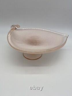 Murano Pink Art Glass Leaf Shaped 10 inches long 8.5 inches wide