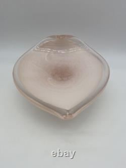 Murano Pink Art Glass Leaf Shaped 10 inches long 8.5 inches wide