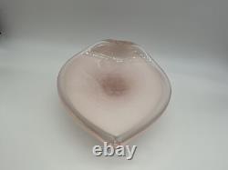 Murano Pink Art Glass Leaf Shaped 10 inches long 8.5 inches wide