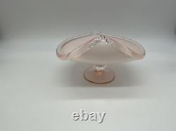 Murano Pink Art Glass Leaf Shaped 10 inches long 8.5 inches wide