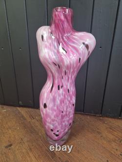 Murano Pink Art Glass Nude Female Form Vase, 17.5 Inch
