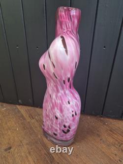 Murano Pink Art Glass Nude Female Form Vase, 17.5 Inch