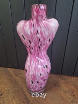 Murano Pink Art Glass Nude Female Form Vase, 17.5 Inch