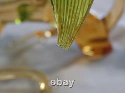 Murano Pink Bird of Paradise Family in Dogwood Tree Art Glass Figurine 7 3/4