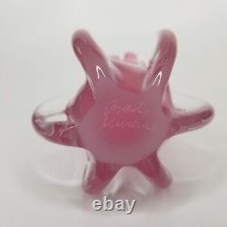 Murano Pink Clear Alabaster Hand Blown Glass Bud Vase 6 Inch