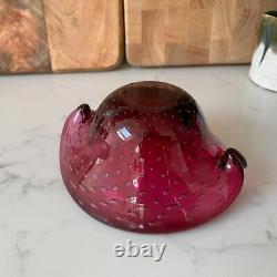 Murano Pink Glass Clam Bowl, Art Glass Bullicante Shell Dish, Controlled Bubble