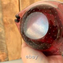 Murano Pink Glass Clam Bowl, Art Glass Bullicante Shell Dish, Controlled Bubble