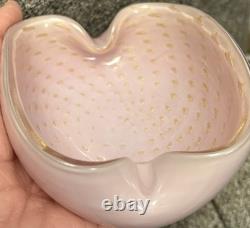 Murano Pink Gold Italian Art Glass Bowl Ashtray 4.5