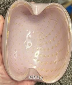 Murano Pink Gold Italian Art Glass Bowl Ashtray 4.5