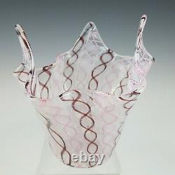 Murano Pink & White Glass Zanfirico Fazzoletto Handkerchief Vase