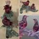 Murano Seguso C1960 Two Dove Birds On A Branch Pink Blue Neodymium Cased L 8