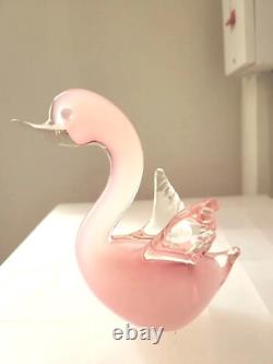 Murano Seguso Glass Opelescent Pink Duck 1950/1965 Mid Centuary Modern Ornament