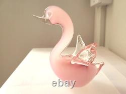 Murano Seguso Glass Opelescent Pink Duck 1950/1965 Mid Centuary Modern Ornament