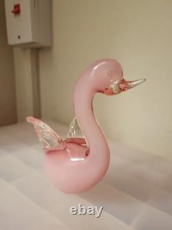 Murano Seguso Glass Opelescent Pink Duck 1950/1965 Mid Centuary Modern Ornament