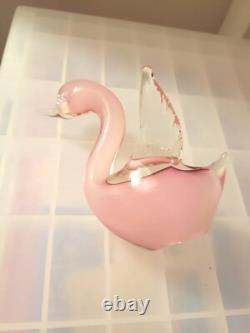 Murano Seguso Glass Opelescent Pink Duck 1950/1965 Mid Centuary Modern Ornament