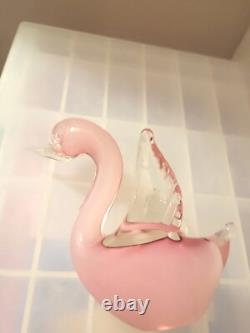 Murano Seguso Glass Opelescent Pink Duck 1950/1965 Mid Centuary Modern Ornament