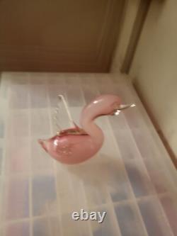 Murano Seguso Glass Opelescent Pink Duck 1950/1965 Mid Centuary Modern Ornament