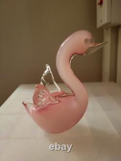 Murano Seguso Glass Opelescent Pink Duck 1950/1965 Mid Centuary Modern Ornament