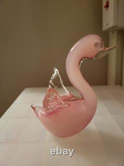 Murano Seguso Glass Opelescent Pink Duck 1950/1965 Mid Centuary Modern Ornament
