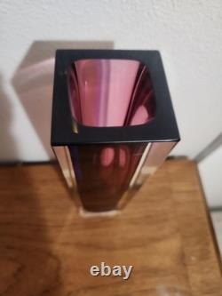 Murano Sommerso Art Glass Block Vase Red Magenta Cobalt Blue Cased 30cm