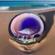 Murano Sommerso Art Glass Bowl (Or Ashtray) With Pink And Blue Layers MCM Solid