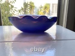 Murano Sommerso Art Glass Bowl (Or Ashtray) With Pink And Blue Layers MCM Solid