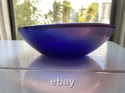 Murano Sommerso Art Glass Bowl (Or Ashtray) With Pink And Blue Layers MCM Solid