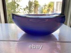 Murano Sommerso Art Glass Bowl (Or Ashtray) With Pink And Blue Layers MCM Solid