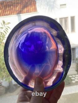 Murano Sommerso Art Glass Bowl (Or Ashtray) With Pink And Blue Layers MCM Solid Murano Sommerso Art Glass Bowl (Or Ashtray) With Pink And Blue Layers MCM Solid