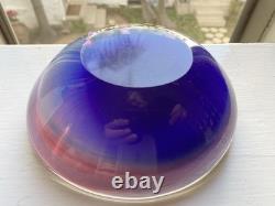 Murano Sommerso Art Glass Bowl (Or Ashtray) With Pink And Blue Layers MCM Solid