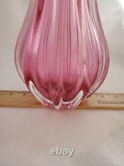 Murano Sommerso Cranberry Pink Hand Blown Glass Vase
