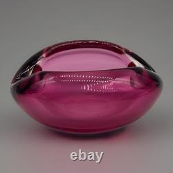 Murano Sommerso Cranberry Pink Italian Art Glass Bowl MCM cigar Ashtray 6 Dish