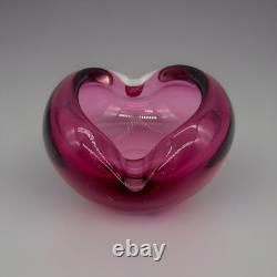 Murano Sommerso Cranberry Pink Italian Art Glass Bowl MCM cigar Ashtray 6 Dish