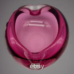 Murano Sommerso Cranberry Pink Italian Art Glass Bowl MCM cigar Ashtray 6 Dish