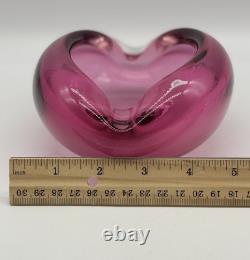 Murano Sommerso Cranberry Pink Italian Art Glass Bowl MCM cigar Ashtray 6 Dish