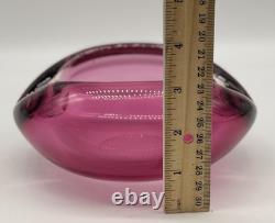 Murano Sommerso Cranberry Pink Italian Art Glass Bowl MCM cigar Ashtray 6 Dish