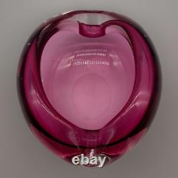 Murano Sommerso Cranberry Pink Italian Art Glass Bowl MCM cigar Ashtray 6 Dish