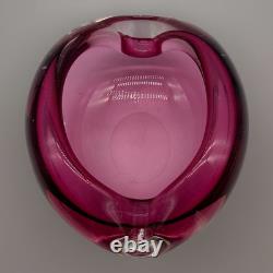 Murano Sommerso Cranberry Pink Italian Art Glass Bowl MCM cigar Ashtray 6 Dish