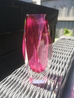 Murano Sommerso Faceted Glass Posey Vase Pink Made In Italy