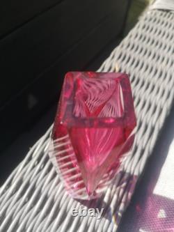 Murano Sommerso Faceted Glass Posey Vase Pink Made In Italy